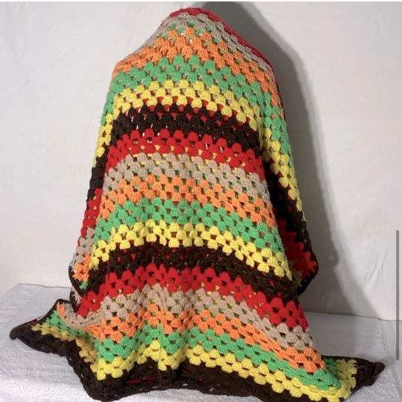 Vintage Handmade Striped Crochet Afghan  Throw Blanket - Picture 8 of 12